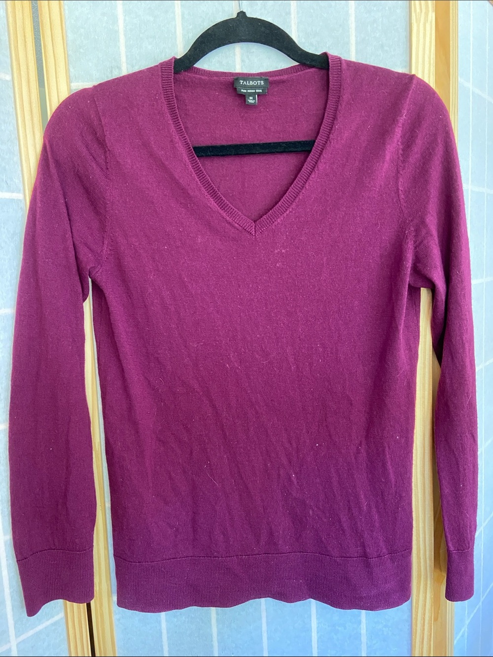 Talbots Purple Wool Long Sleeve Sweater (M)